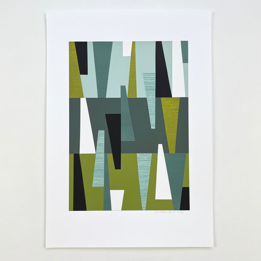 PAPER COLLAGE - GREEN SHARDS