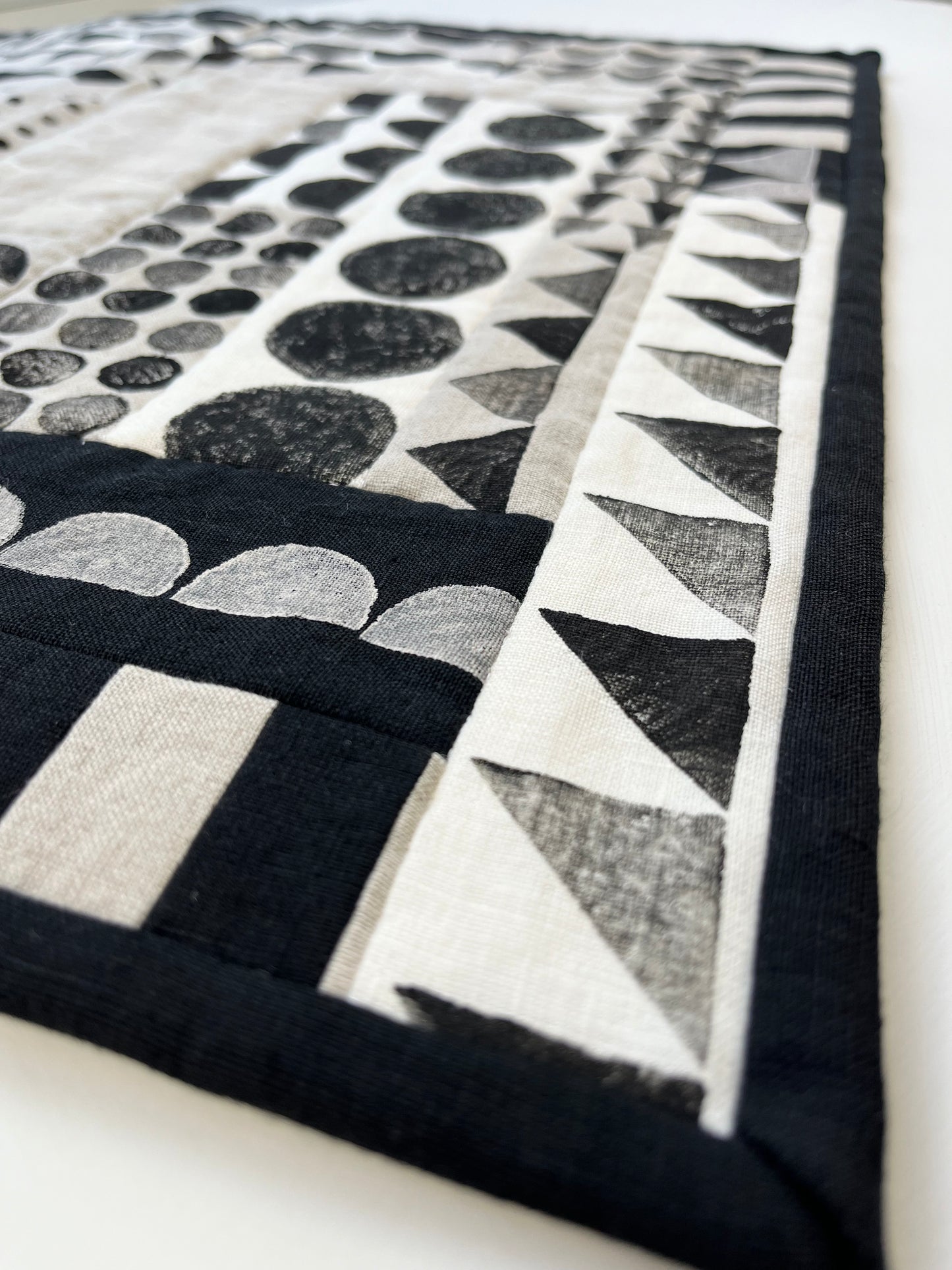 WALL QUILT - BLOCK PRINT (BLACK)