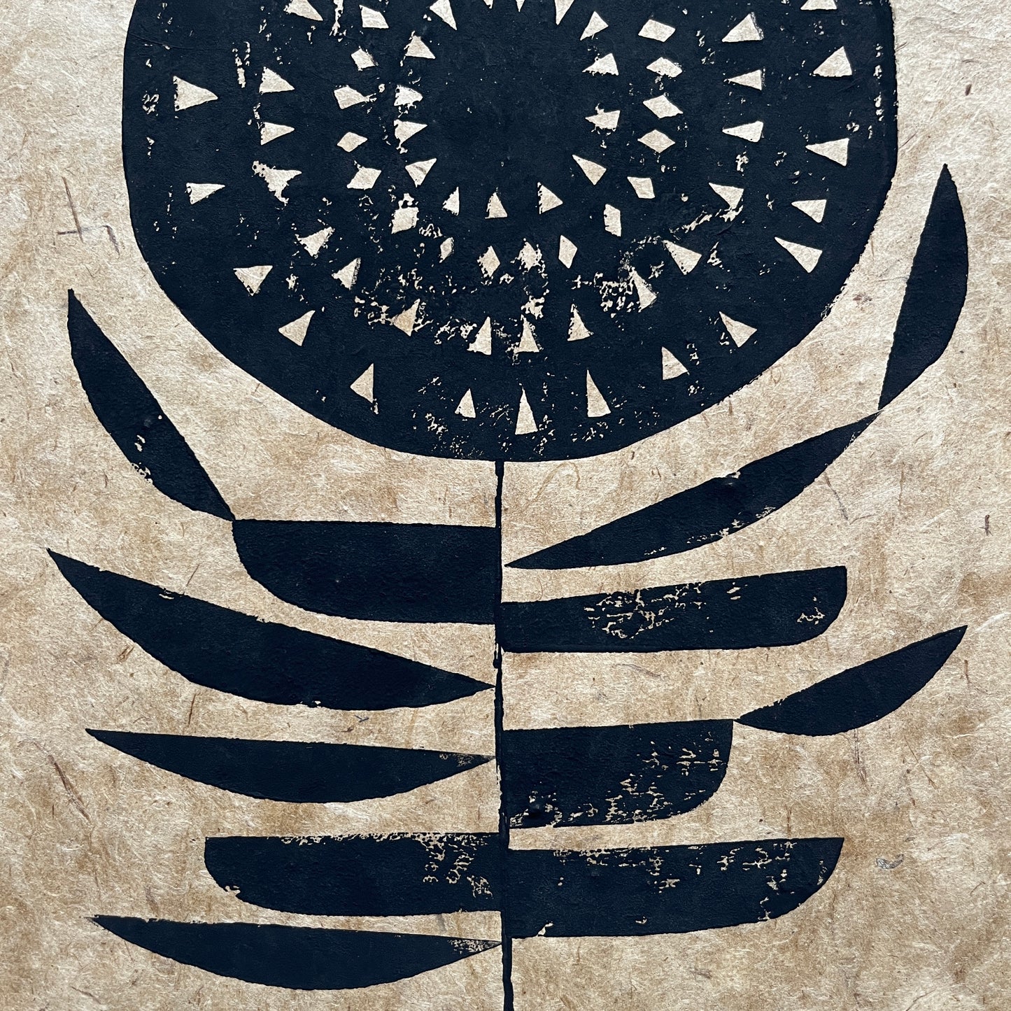 ORIGINAL LINO PRINT - LINO FLOWER No7