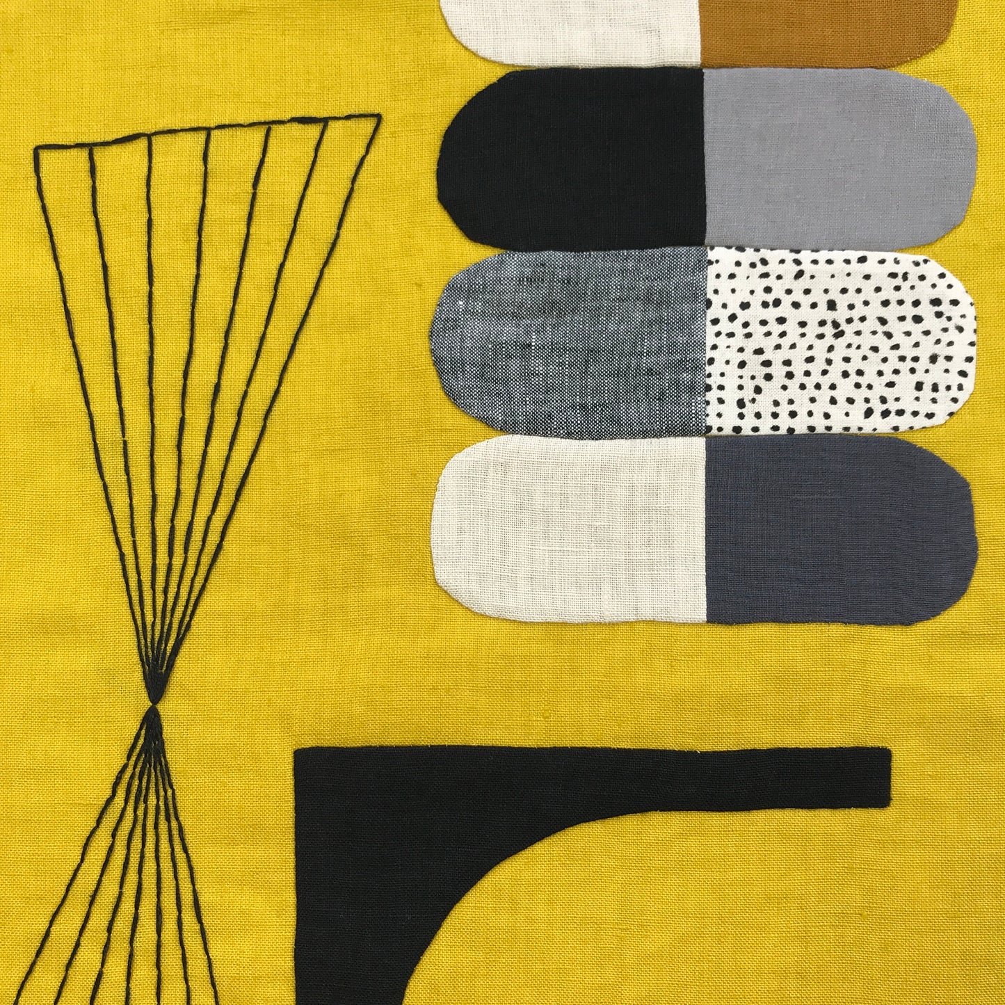 STITCHED TEXTILE - YELLOW FAN
