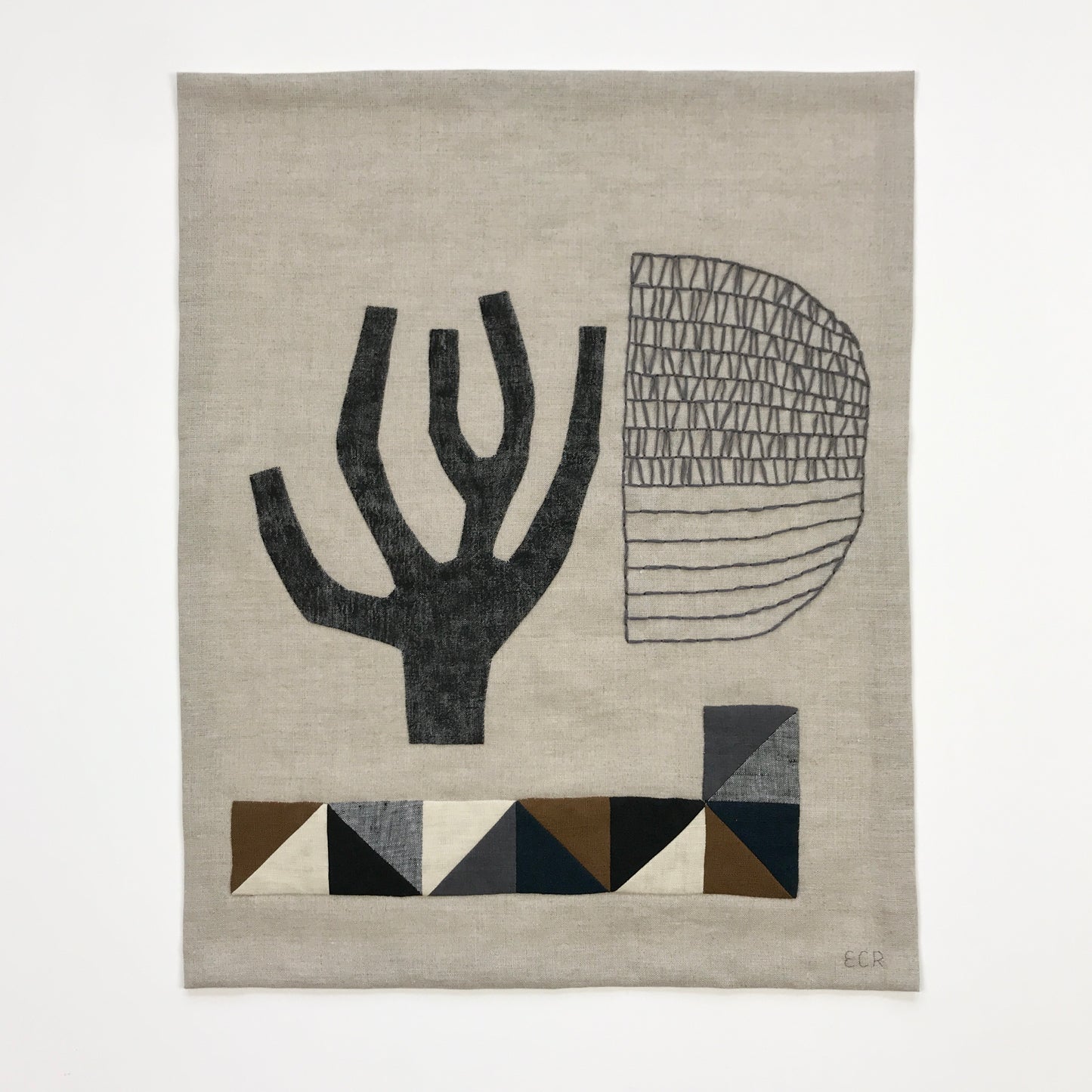 STITCHED TEXTILE - BLACK TREE