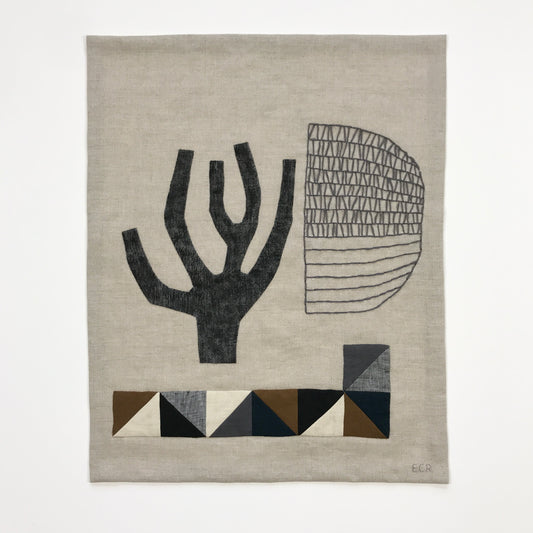 STITCHED TEXTILE - BLACK TREE