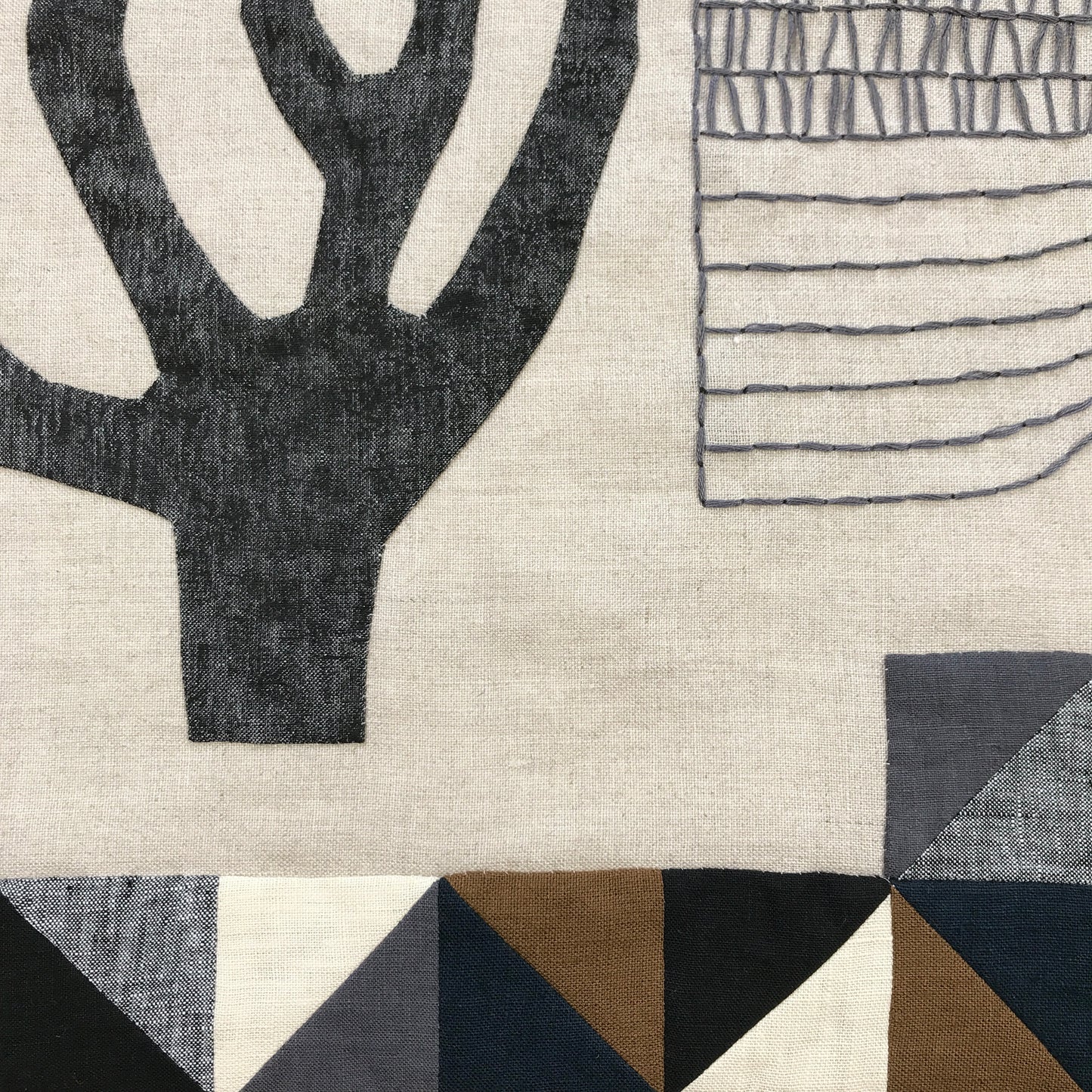 STITCHED TEXTILE - BLACK TREE