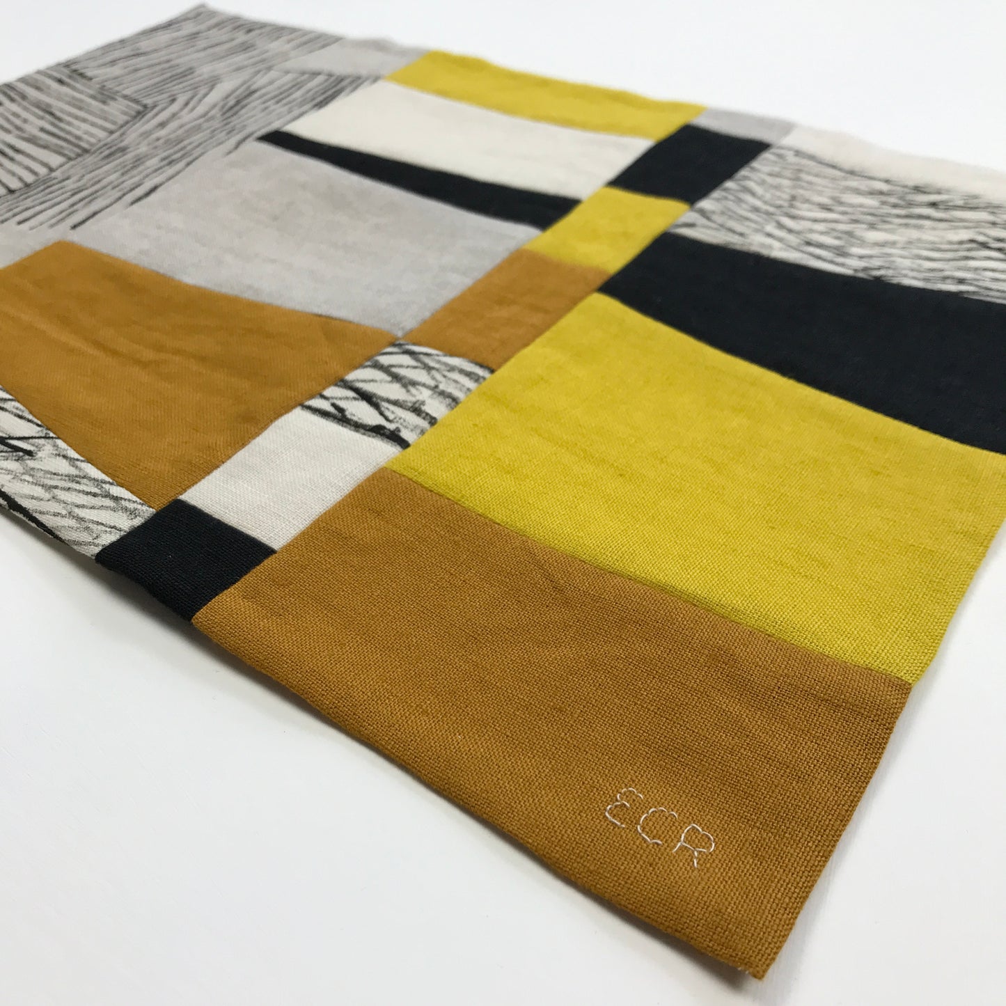 STITCHED TEXTILE - YELLOW BLOCKS