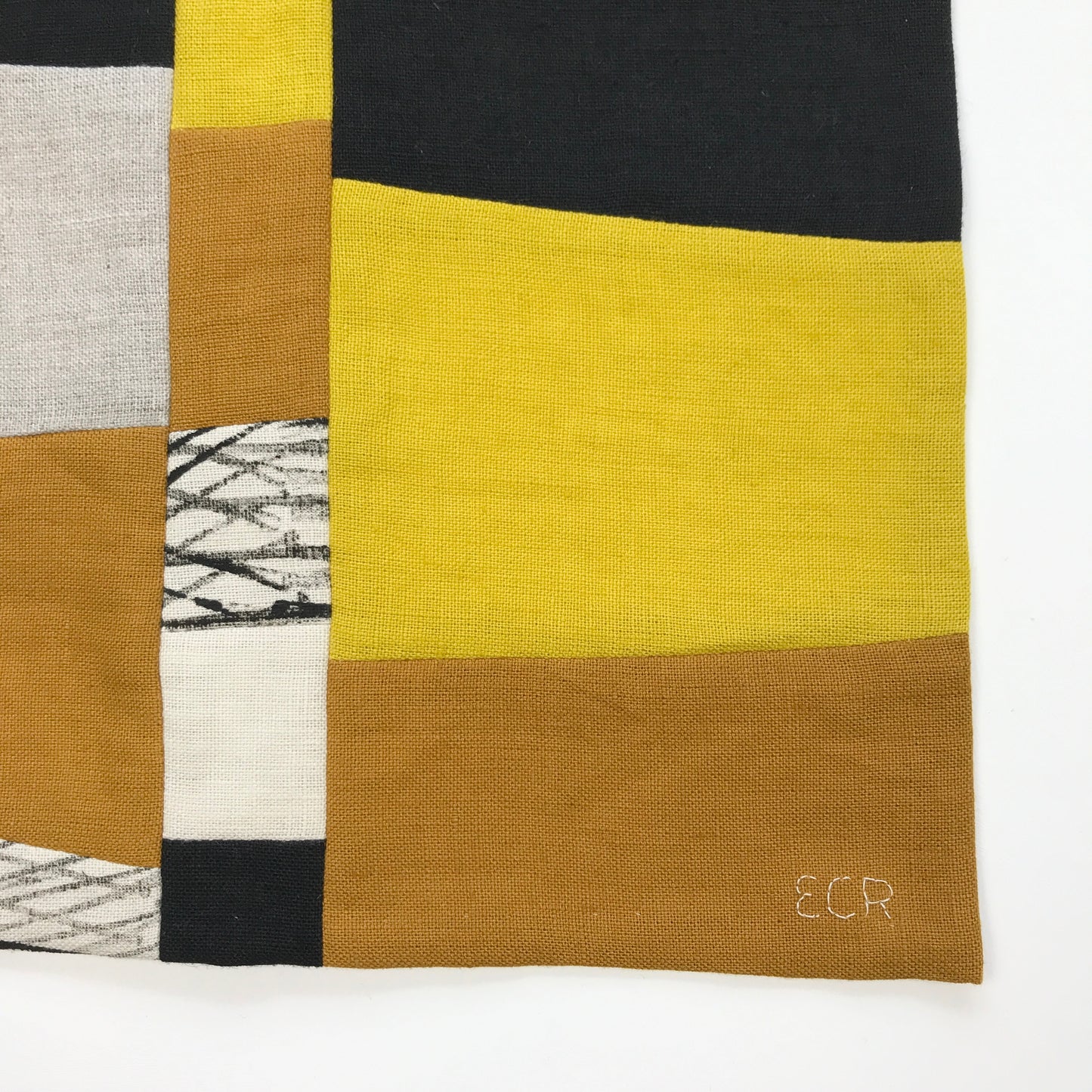 STITCHED TEXTILE - YELLOW BLOCKS