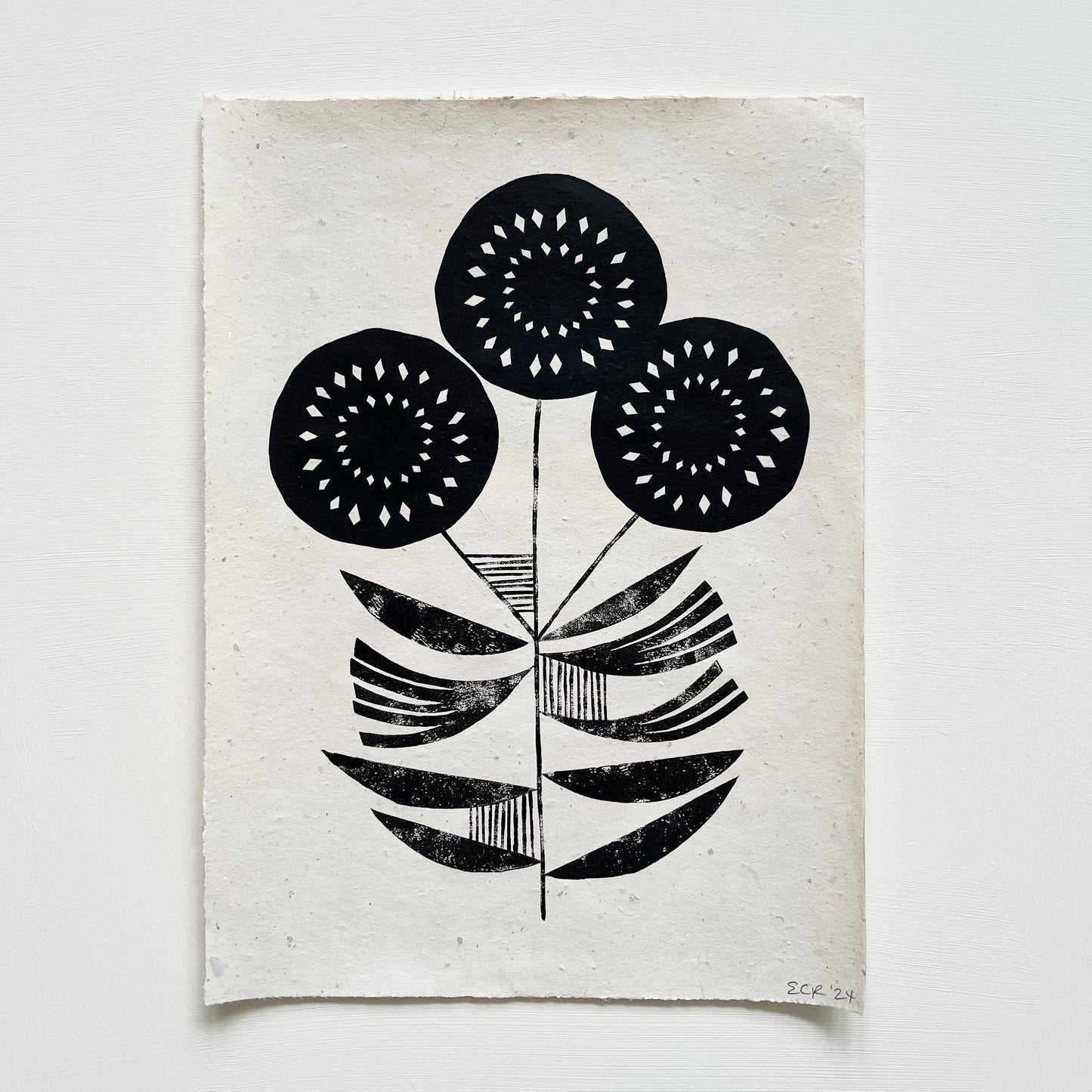 ORIGINAL LINO PRINT - LINO FLOWER No3