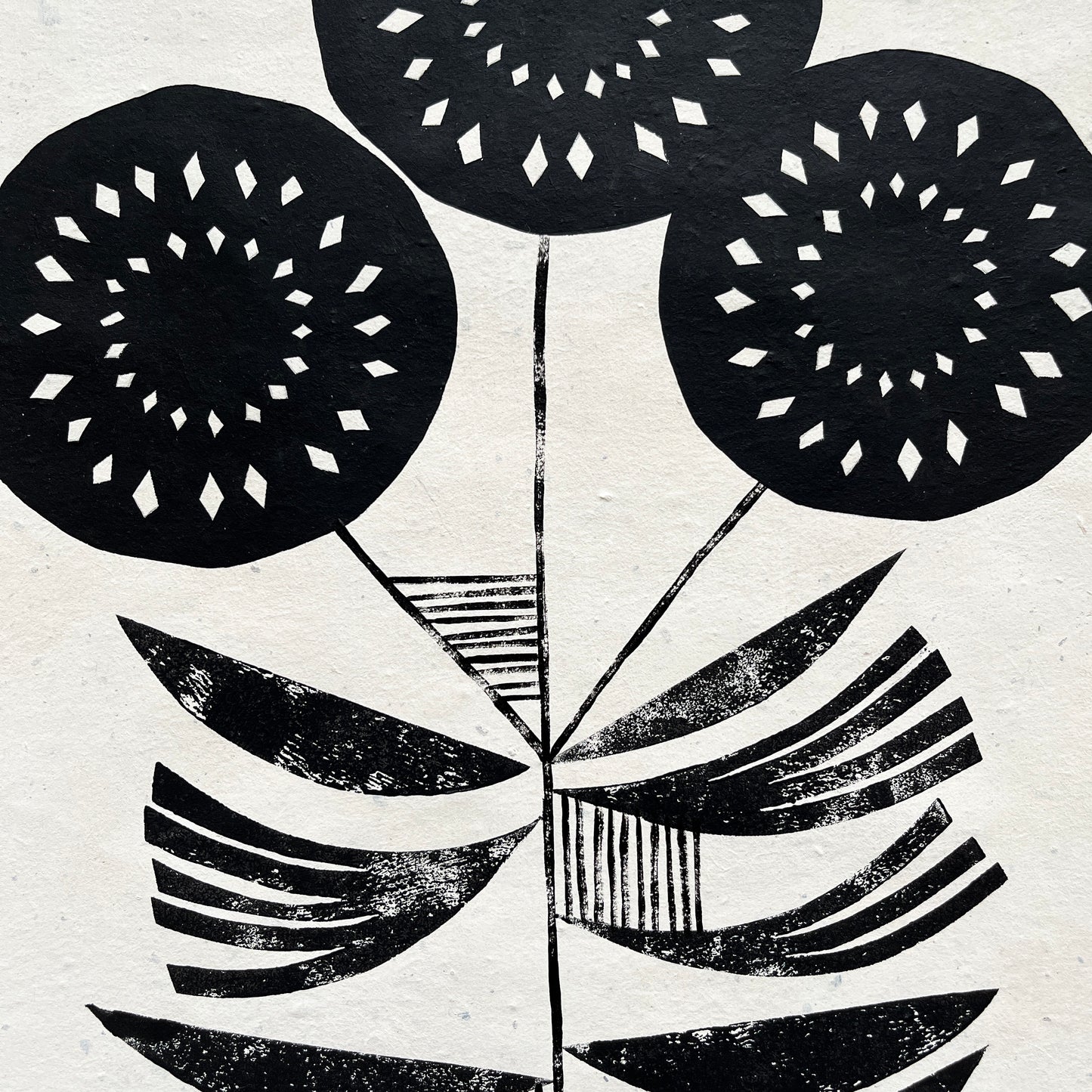 ORIGINAL LINO PRINT - LINO FLOWER No3