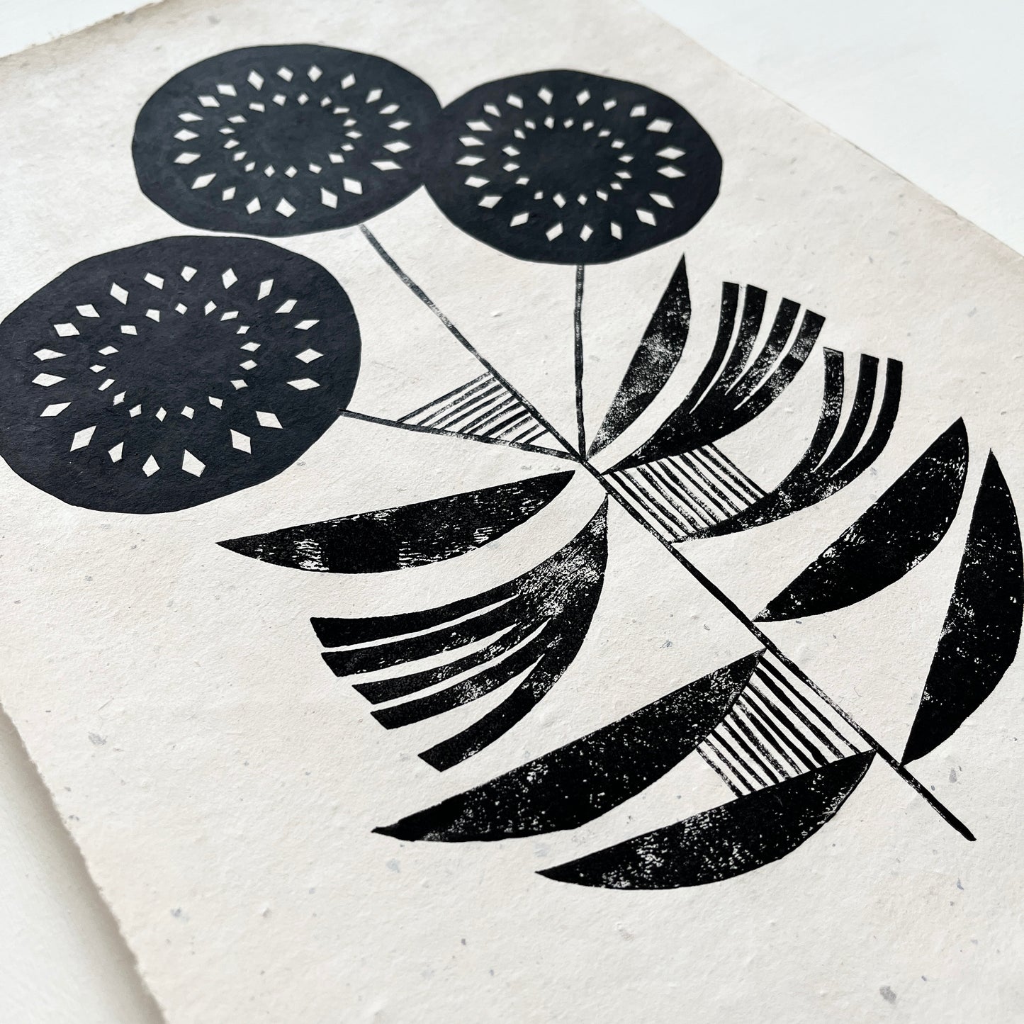 ORIGINAL LINO PRINT - LINO FLOWER No3