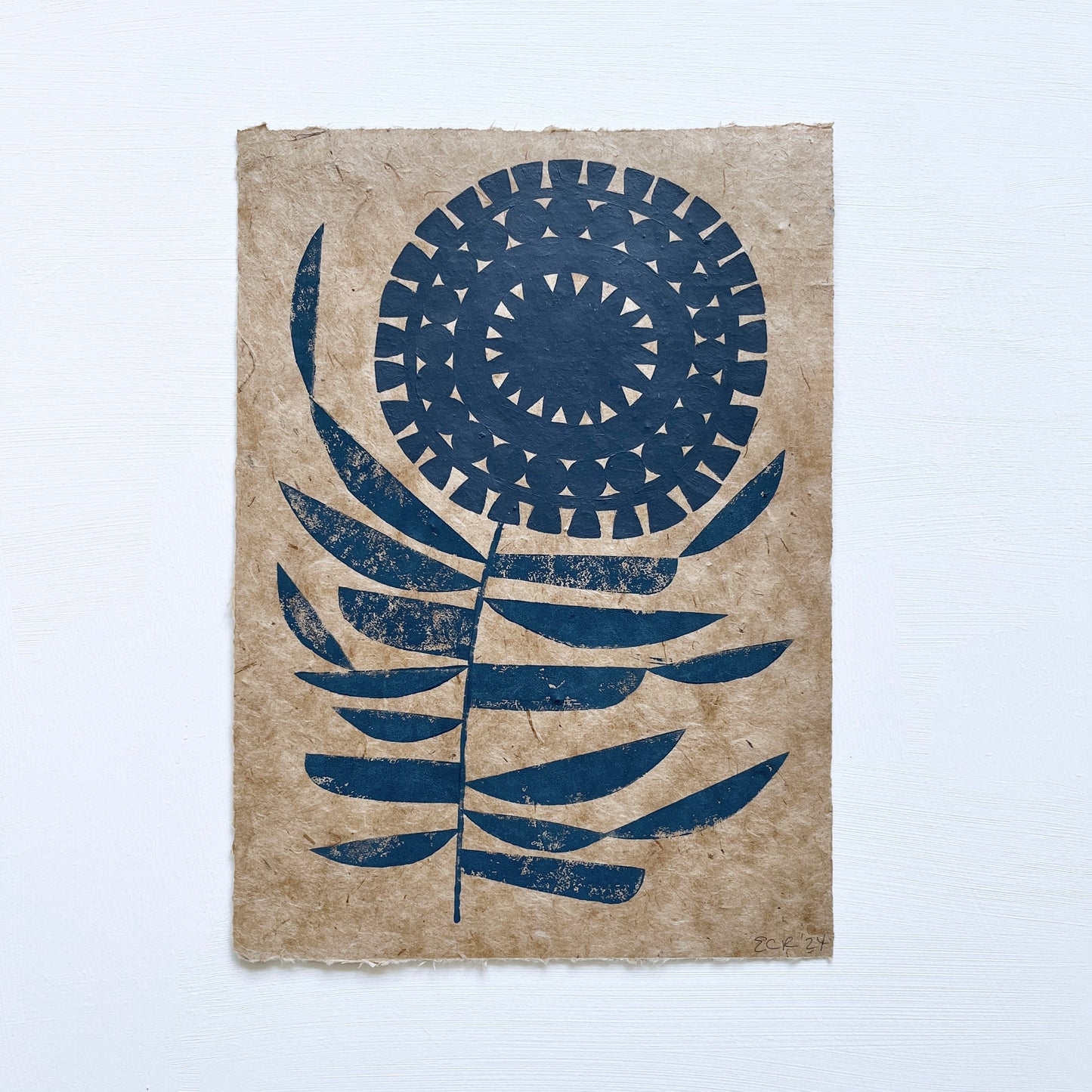 ORIGINAL LINO PRINT - LINO FLOWER No5