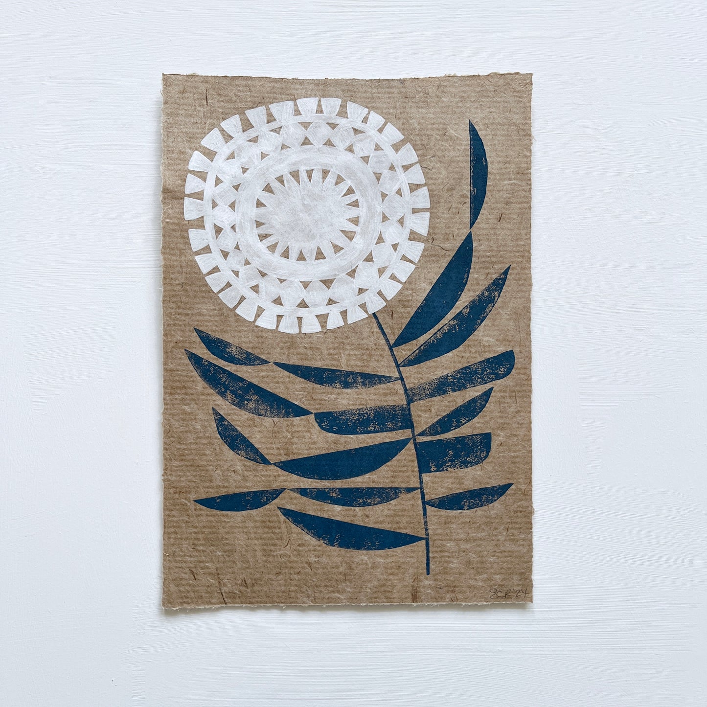 ORIGINAL LINO PRINT - LINO FLOWER No6