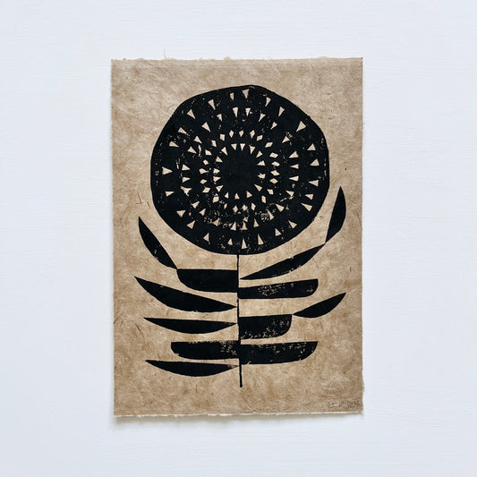 ORIGINAL LINO PRINT - LINO FLOWER No7