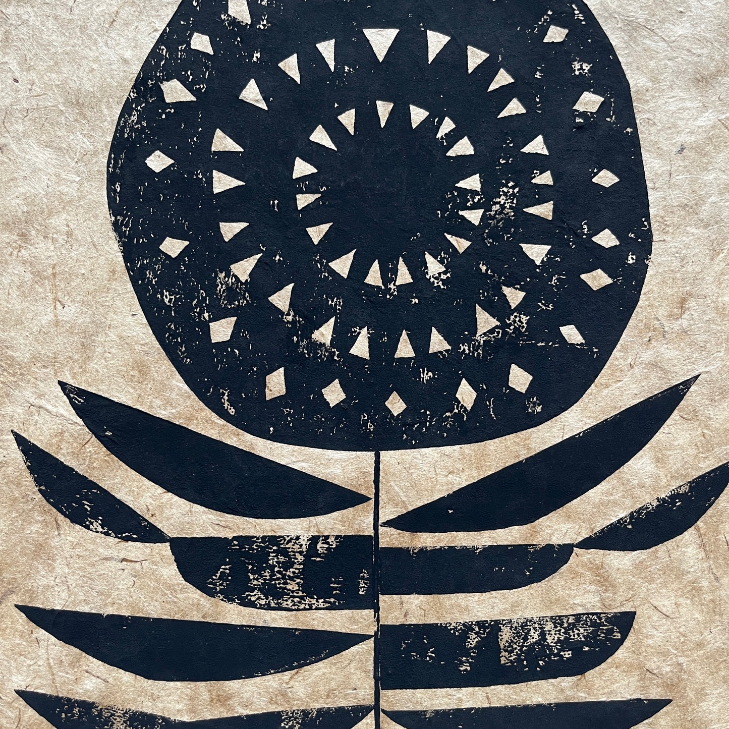 ORIGINAL LINO PRINT - LINO FLOWER No8