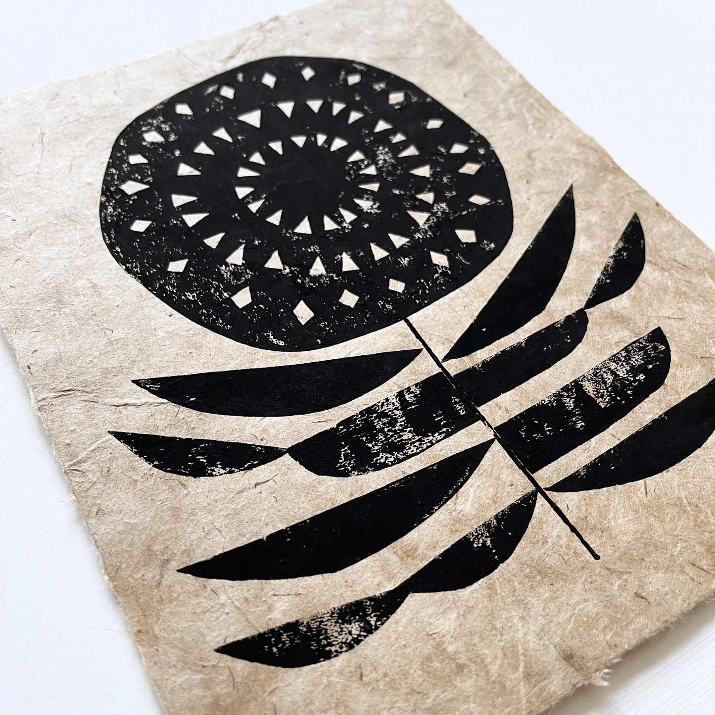 ORIGINAL LINO PRINT - LINO FLOWER No8