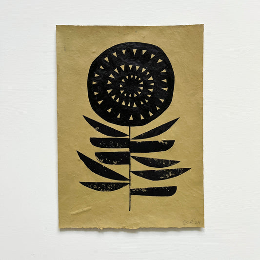 ORIGINAL LINO PRINT - LINO FLOWER No10