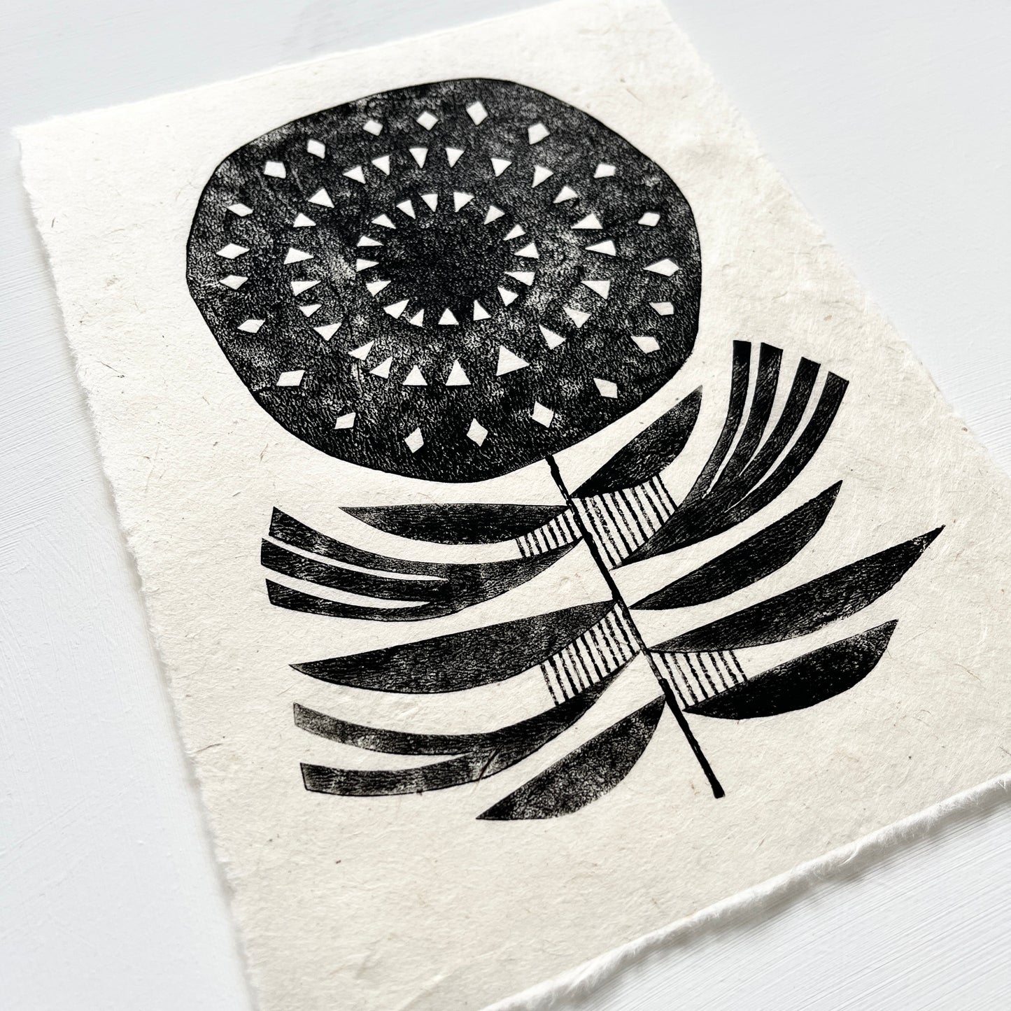 ORIGINAL LINO PRINT - LINO FLOWER No13