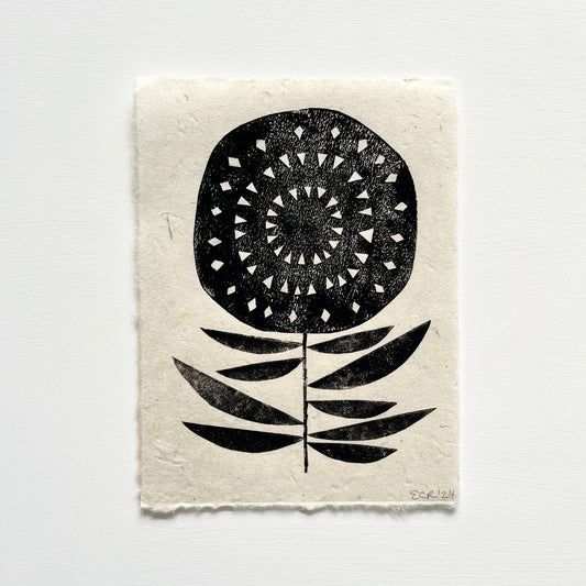 ORIGINAL LINO PRINT - LINO FLOWER No14