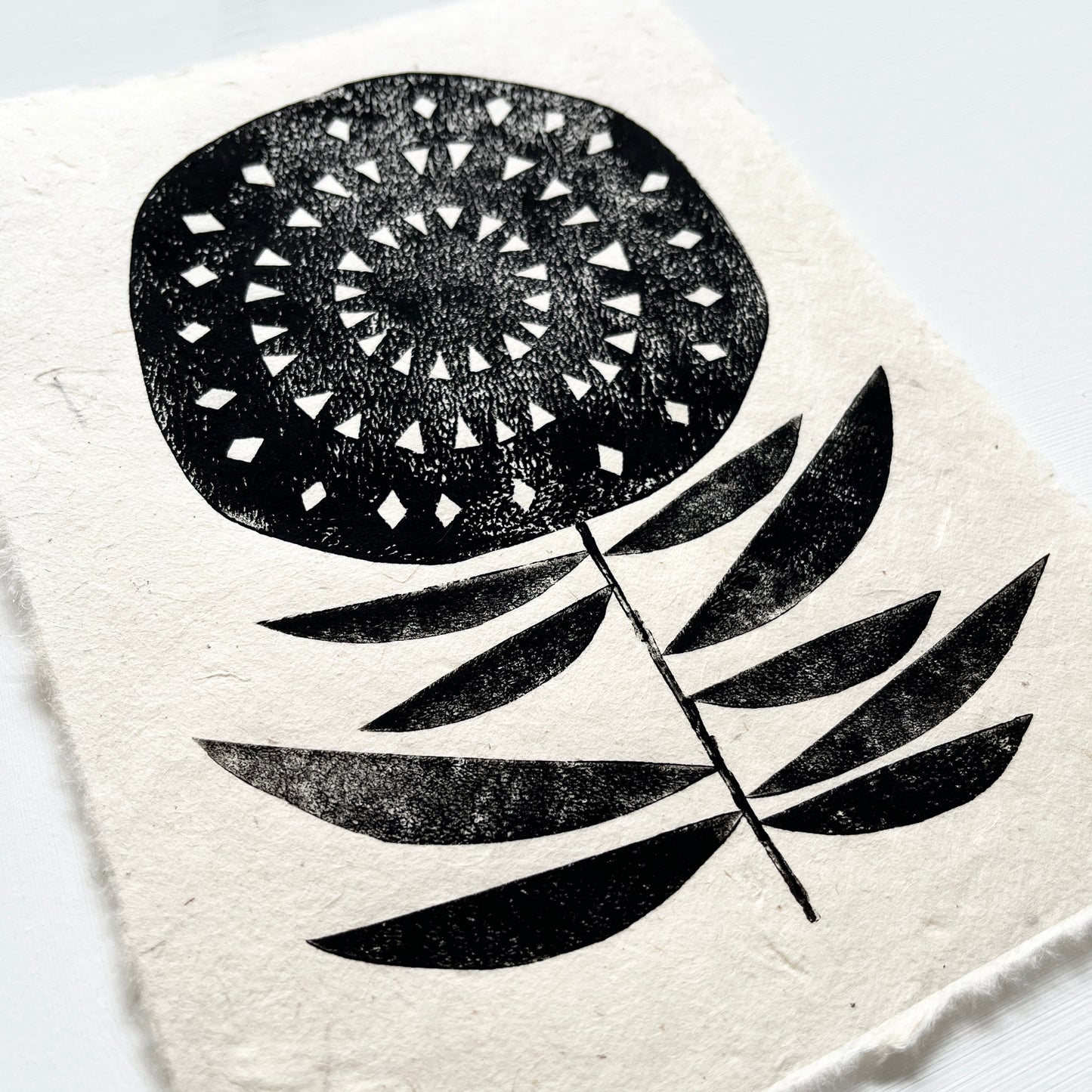 ORIGINAL LINO PRINT - LINO FLOWER No14