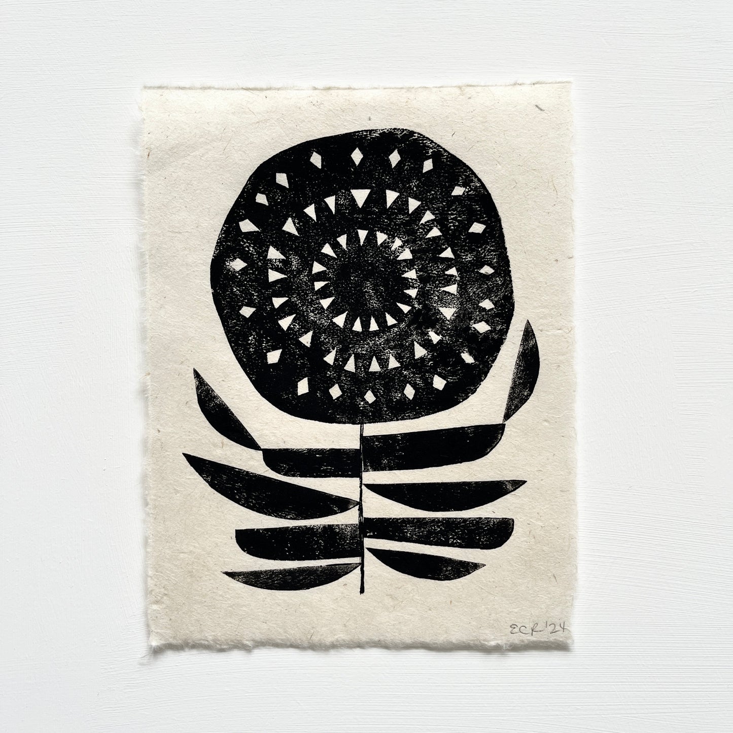 ORIGINAL LINO PRINT - LINO FLOWER No15