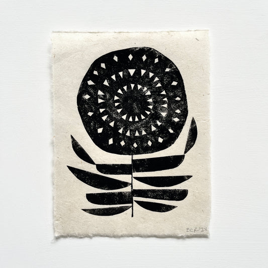 ORIGINAL LINO PRINT - LINO FLOWER No15