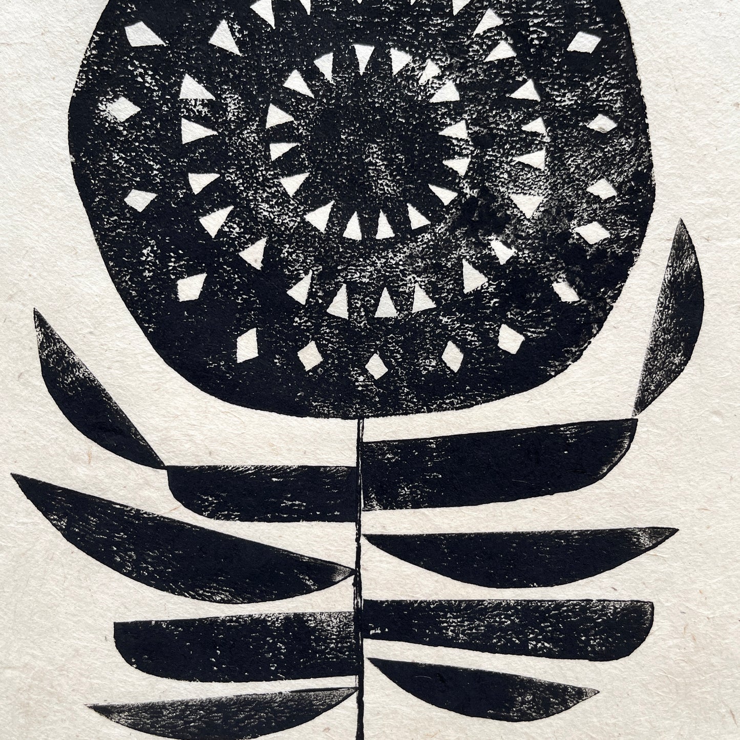 ORIGINAL LINO PRINT - LINO FLOWER No15