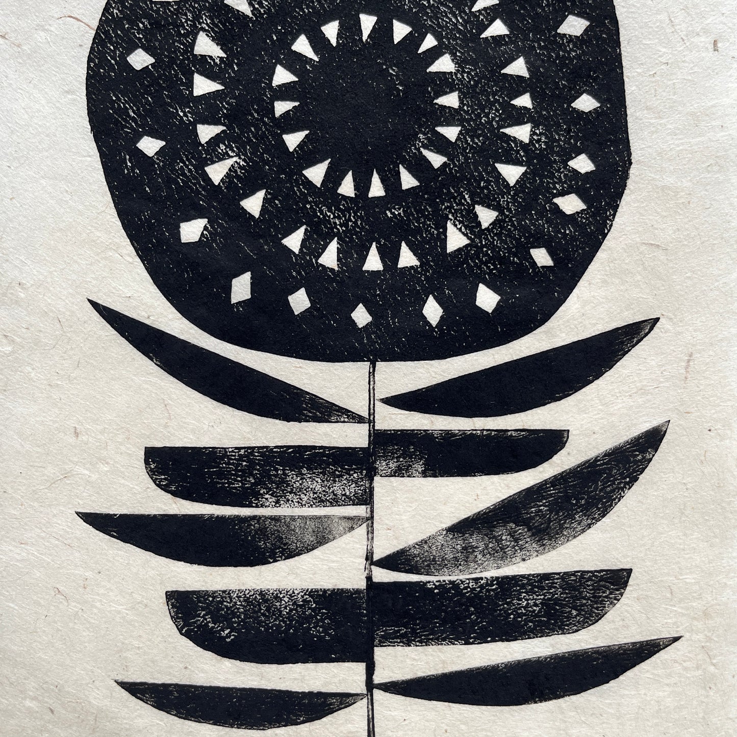 ORIGINAL LINO PRINT - LINO FLOWER No16