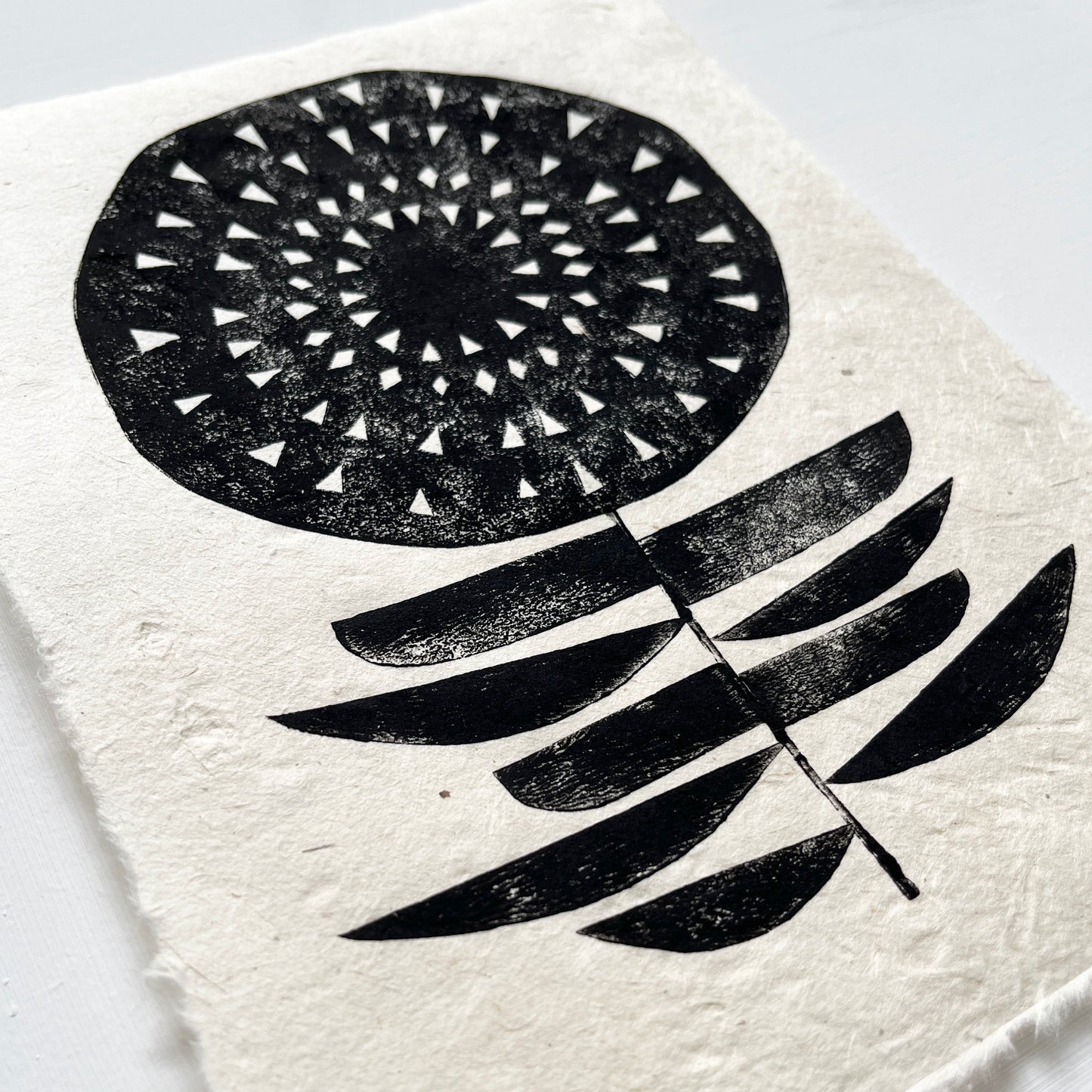 ORIGINAL LINO PRINT - LINO FLOWER No17