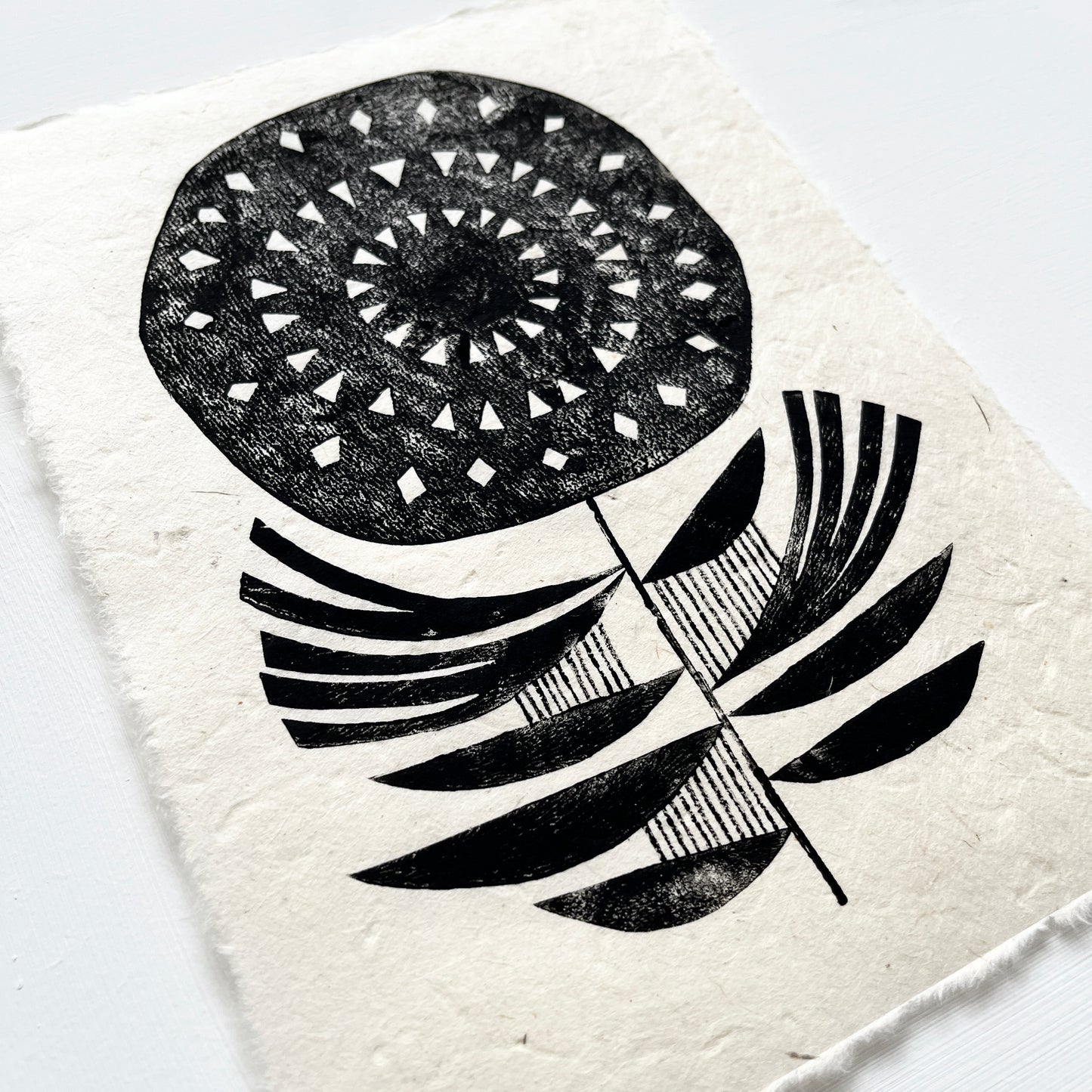 ORIGINAL LINO PRINT - LINO FLOWER No18