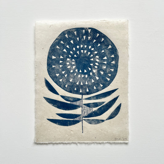 ORIGINAL LINO PRINT - LINO FLOWER No20