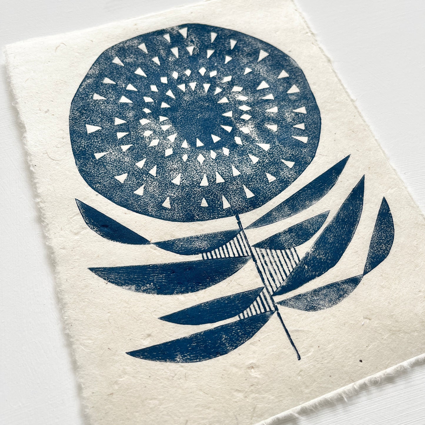 ORIGINAL LINO PRINT - LINO FLOWER No20