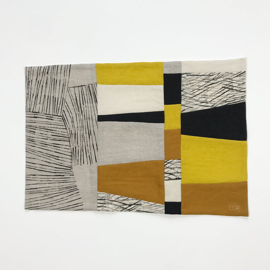 STITCHED TEXTILE - YELLOW BLOCKS