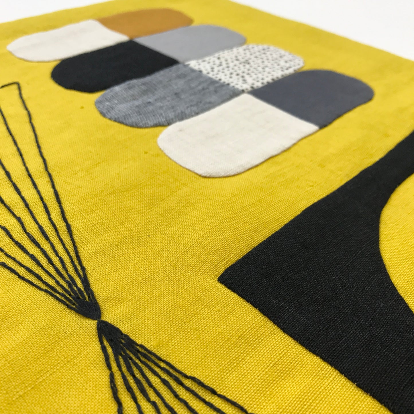 STITCHED TEXTILE - YELLOW FAN