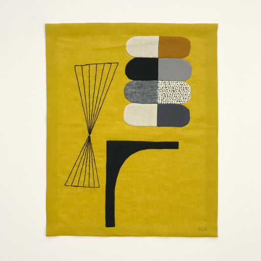 STITCHED TEXTILE - YELLOW FAN